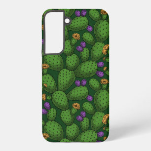 Funda Para Samsung Galaxy S22+ Opuntia florida sobre verde oscuro