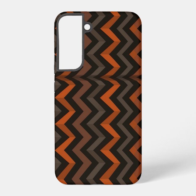 Funda Para Samsung Galaxy Orange and Brown Zigzag Pattern (Reverso )