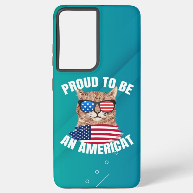 Funda Para Samsung Galaxy Orgulloso De Ser El Gato Estadounidense Bandera Fe (Reverso )