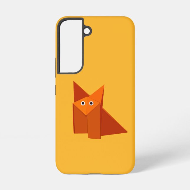 Funda Para Samsung Galaxy Origami Fox Kawaii Cute Naranja Amarillo (Reverso )