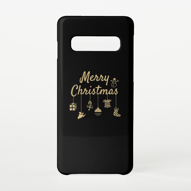 Funda Para Samsung Galaxy Oro de Ornamentos de Feliz Navidad (Reverso)