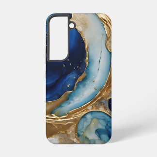 Funda Para Samsung Galaxy S22 Oro-Navy Beach Abstracto Fluido