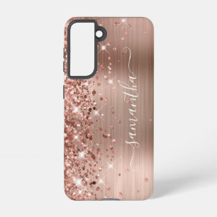 Funda Para Samsung Galaxy S21 Oro Rosa Brillante Hojalata Firma Femenina