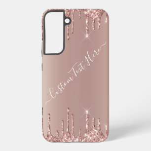 Funda Para Samsung Galaxy S22+ Oro Rosa Brillo Texto Personalizado Personalizado