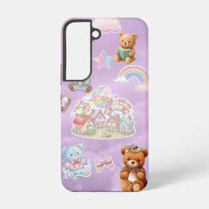 Funda Para Samsung Galaxy S22 Osito De Peluche Estético Púrpura Pastel