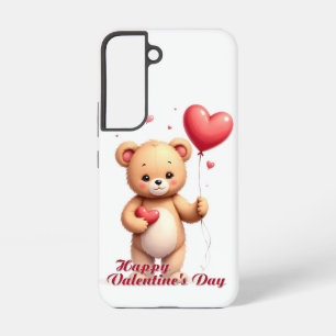 Funda Para Samsung Galaxy S22 Oso de peluche lindo con corazón – Feliz día de Sa
