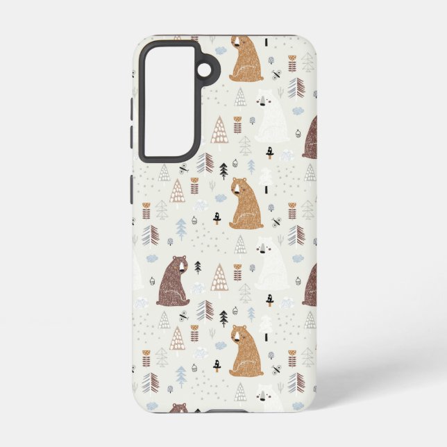 Funda Para Samsung Galaxy Osos recortados en el modelo de bosques (Reverso )