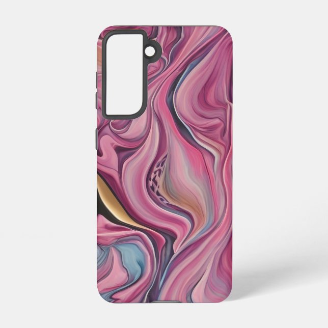 Funda Para Samsung Galaxy Paint & Gold Swirls Paint Pour Phone Case (Reverso )