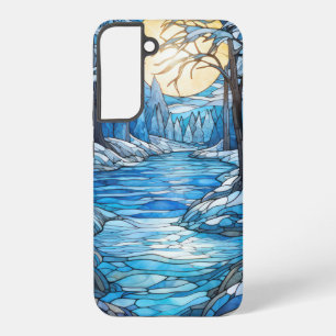 Funda Para Samsung Galaxy S22+ Paisaje invernal de vidrio emplomado: Bosque ilumi