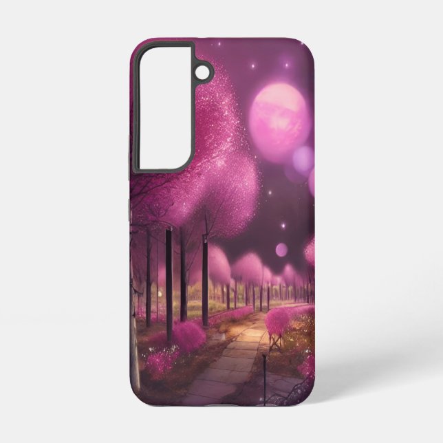 Funda Para Samsung Galaxy Paisaje nocturno rosado de ensueño (Reverso )