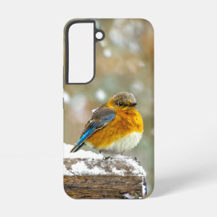 Funda Para Samsung Galaxy S22 Pájaro azul oriental en nieve - Fotografía origina