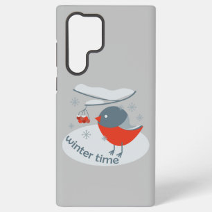 Funda Para Samsung Galaxy S22 Ultra Pájaro bullfinch de invierno y bayas rojas