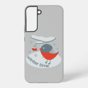 Funda Para Samsung Galaxy S22+ Pájaro bullfinch de invierno y bayas rojas