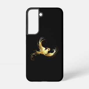 Funda Para Samsung Galaxy S22 Pájaro dorado sobre fondo negro