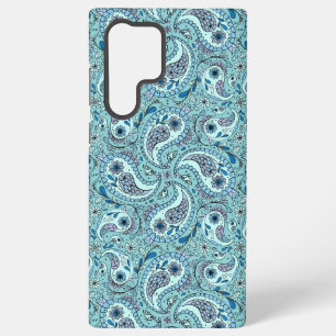 Funda Para Samsung Galaxy S22 Ultra Pájaros de paisley en azul bebé
