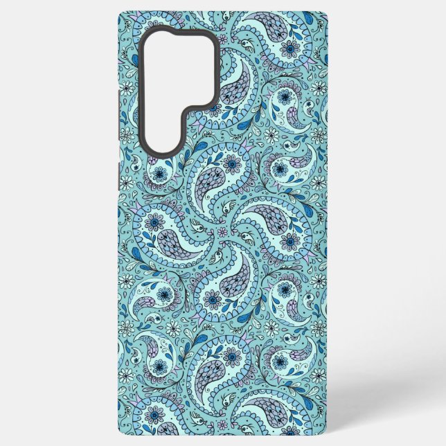 Funda Para Samsung Galaxy Pájaros de paisley en azul bebé (Reverso )