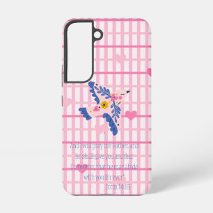 Funda Para Samsung Galaxy S22 Paloma Del Arte Popular Corazón De Encaje Rosa Rel
