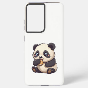 Funda Para Samsung Galaxy S21 Ultra Panda comiendo una galleta