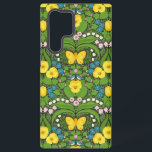 Funda Para Samsung Galaxy S22 Ultra Pansias amarillas, pájaros y mariposas<br><div class="desc">Papel pintado a mano en el jardín con panes,  lirios,  corazones sangrantes flores,  hojas,  pájaros y mariposas.</div>