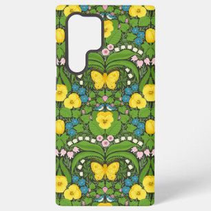Funda Para Samsung Galaxy S22 Ultra Pansias amarillas, pájaros y mariposas