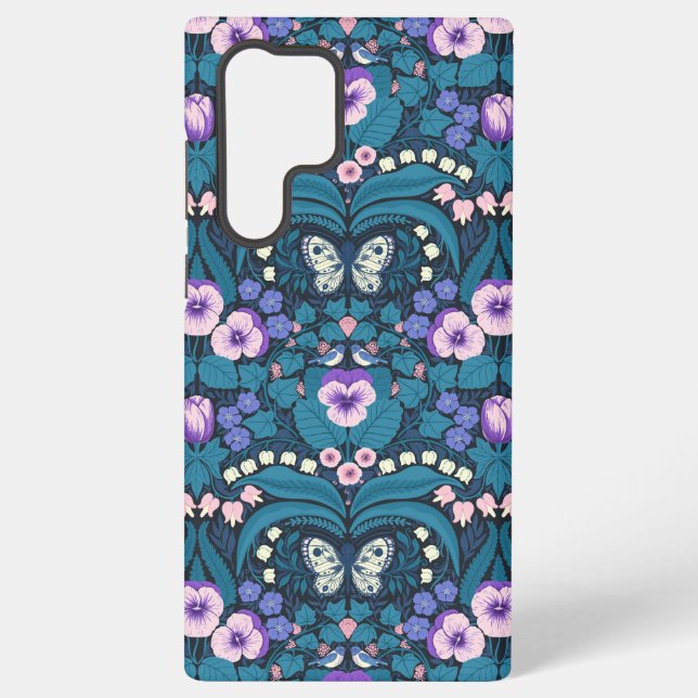 Funda Para Samsung Galaxy Pansias, pájaros y mariposas (Reverso )