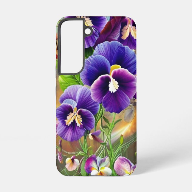 Funda Para Samsung Galaxy Pansies púrpura -IA ART (Reverso )