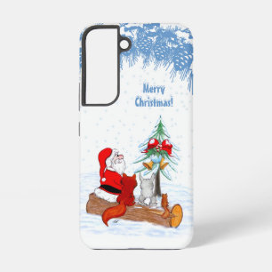 Funda Para Samsung Galaxy S22 Papá Noel con conejo zorro y ardilla