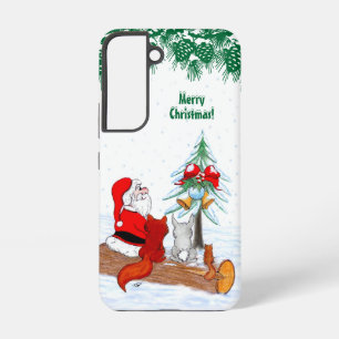 Funda Para Samsung Galaxy S22 Papá Noel con conejo zorro y ardilla