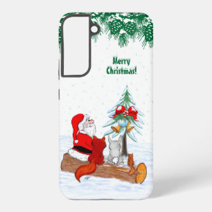 Funda Para Samsung Galaxy S22+ Papá Noel con conejo zorro y ardilla