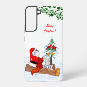Funda Para Samsung Galaxy S22+ Papá Noel con conejo zorro y ardilla