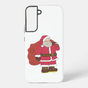 Funda Para Samsung Galaxy S22+ Papá Noel de rojo con bolsa de regalos y gafas
