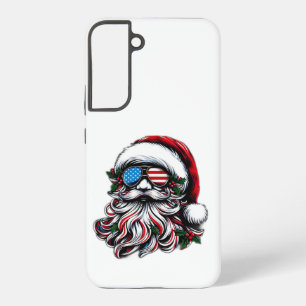Funda Para Samsung Galaxy S22+ Papá Noel patriótico/estadounidense navideño