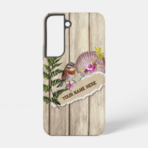 Funda Para Samsung Galaxy S22 Papel Roto de Madera Rústica Pintura al Óleo Perso