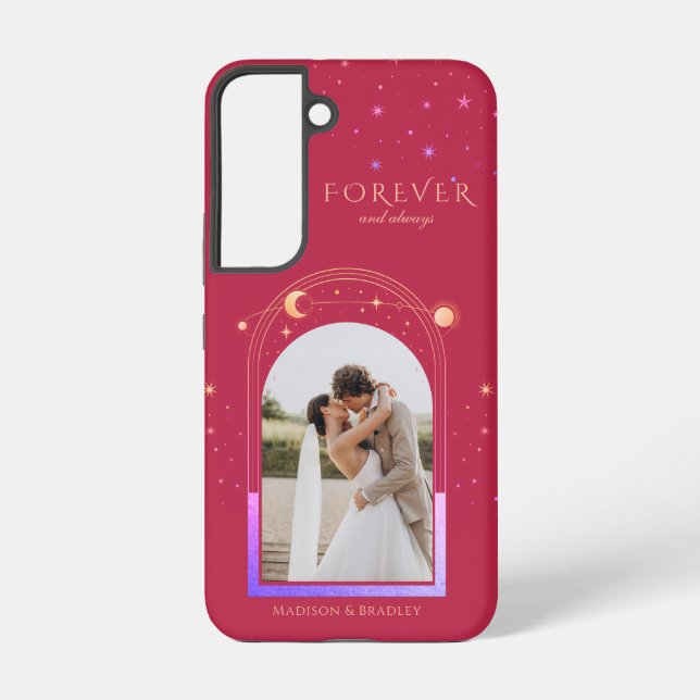 Funda Para Samsung Galaxy PARA SIEMPRE Y SIEMPRE Boda Magenta Celestial Foto (Reverso )