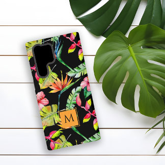 Funda Para Samsung Galaxy S22 Ultra Paraíso hawaiano con plantas tropicales negro