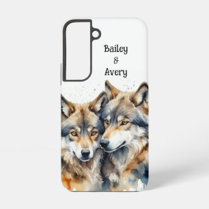 Funda Para Samsung Galaxy S22 Pareja de lobos adorables y mimosos personalizados