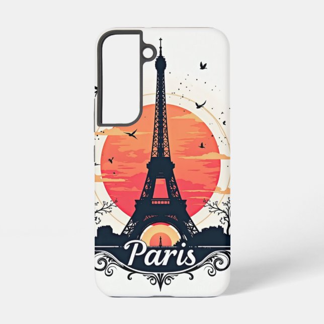 Funda Para Samsung Galaxy Paris Sunset Silhouette (Reverso )