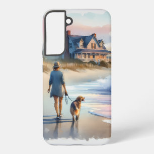 Funda Para Samsung Galaxy S22+ Paseo costero hacia el faro al atardecer