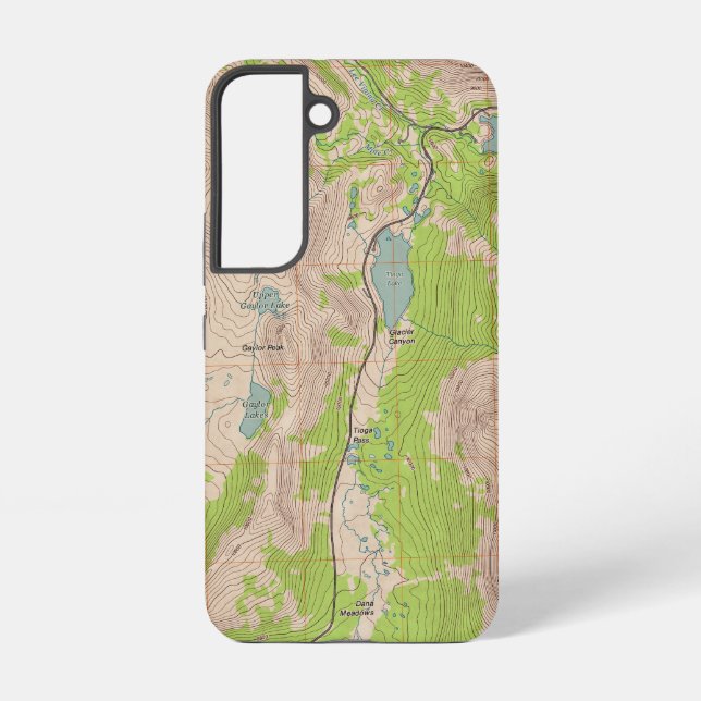 Funda Para Samsung Galaxy Paso Tioga, mapa topográfico de California (Reverso )