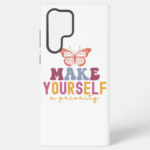 Funda Para Samsung Galaxy S22 Ultra Pastel "Hazte una Prioridad" Gráfico de Autocuidad