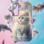 Funda Para Samsung Galaxy S22  Pastel Kitty con tu nombre<br><div class="desc">Un bonito gatito pastel con su nombre en un fondo pastel.</div>