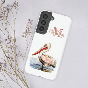 Funda Para Samsung Galaxy S22 Pastel Watercolor Pelican Louisiana Nombre inicial