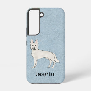 Funda Para Samsung Galaxy S22 Pastor blanco suizo GSD blanco Perro con nombre