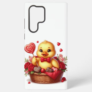 Funda Para Samsung Galaxy S22 Ultra Pato El día de San Valentín cúrito/blanco
