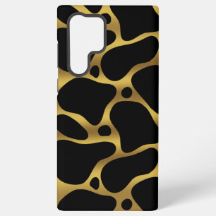 Funda Para Samsung Galaxy S22 Ultra Patrón abstracto de jirafa en dorado y negro
