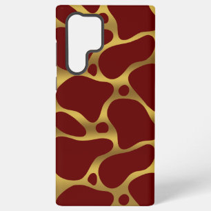 Funda Para Samsung Galaxy S22 Ultra Patrón abstracto de jirafa en oro y rojo