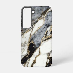 Funda Para Samsung Galaxy S22 Patrón abstracto de mármol negro gris dorado