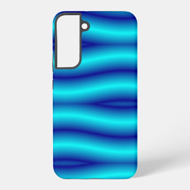 Funda Para Samsung Galaxy Patrón abstracto de neón azul ondulado (Reverso )