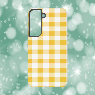 Funda Para Samsung Galaxy S22 Patrón amarillo de chapa de Gingham