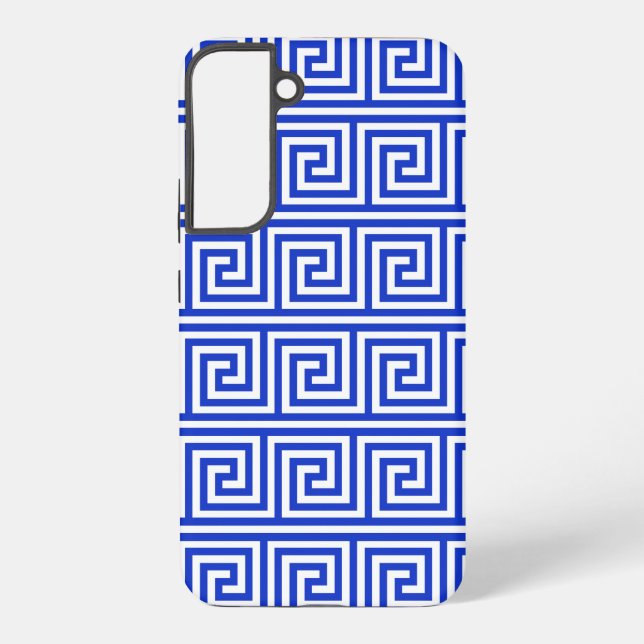 Funda Para Samsung Galaxy Patrón azul de las cuadradas de la clave del meand (Reverso )